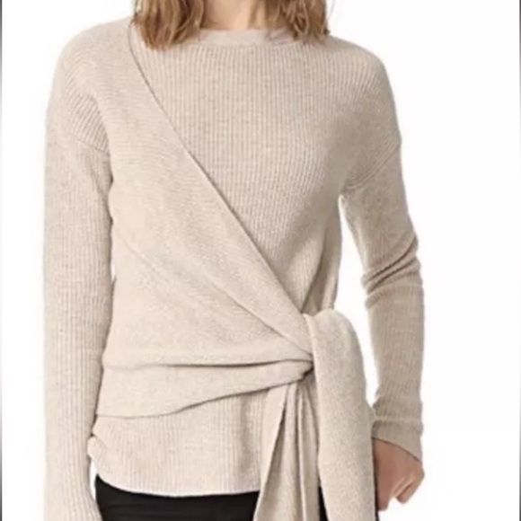 BROCHU WALKER GRAY CASHMERE LAYERED WRAP RUCHED SLEEVES SWEATER SIZE XS - Picture 5 of 5